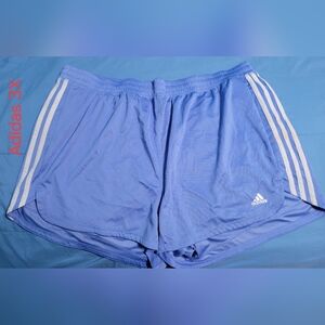 adidas Women’s Periwinkle Athletic Shorts with White Stripes